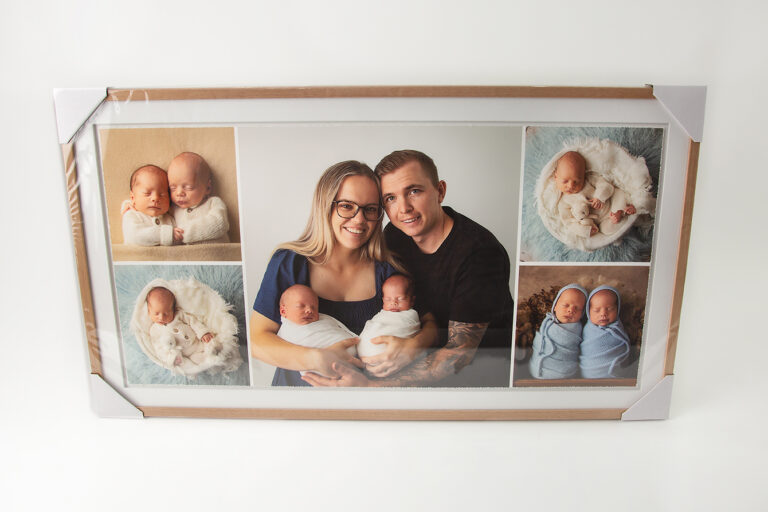 Wall art display of newborn portraits - Kerri Goldsmith Brisbane
