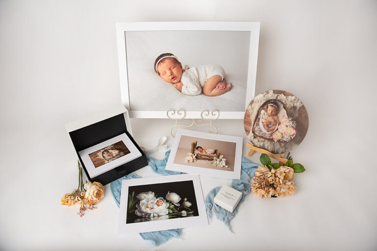 Newborn photo prints and digital gallery example - Brisbane newborn packages