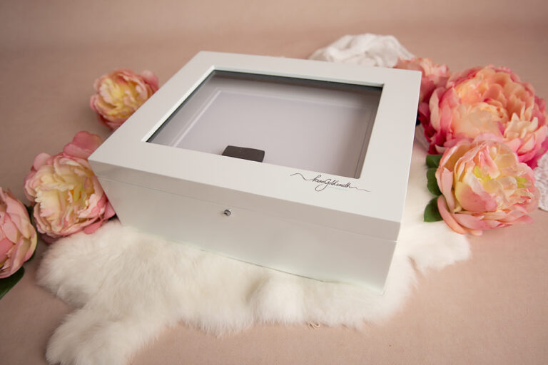 White timber photo box Newborn Brisbane